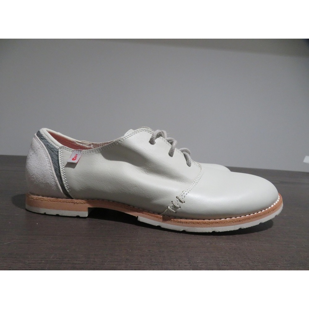 Ahnu Emery Shoes Womens Size 8 White Leather Lace Up Casual Comfort AF2524